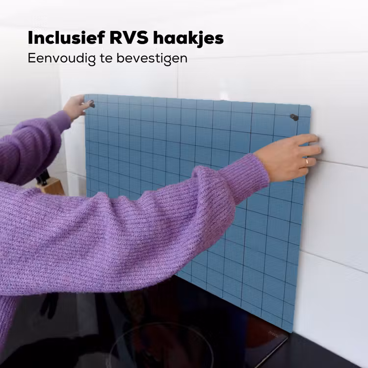 Ruiten - Geometrisch - Blauw Inductie beschemer met haakjes klein 777 -ky-ophangen-nl
