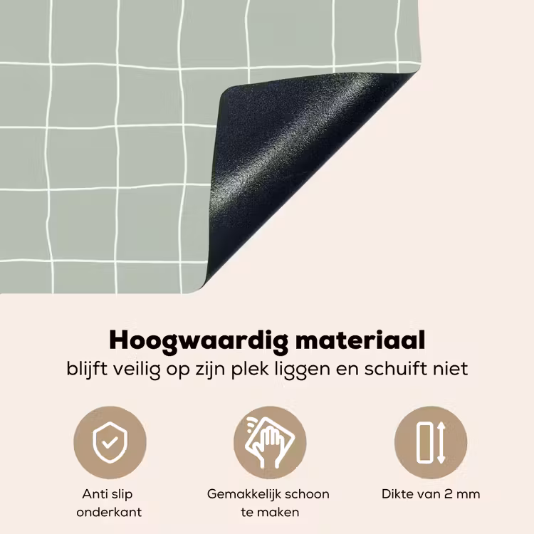Ruitpatroon - Golvend - Groen Inductie beschemer met haakjes klein 777 -ky-onderkant-nl