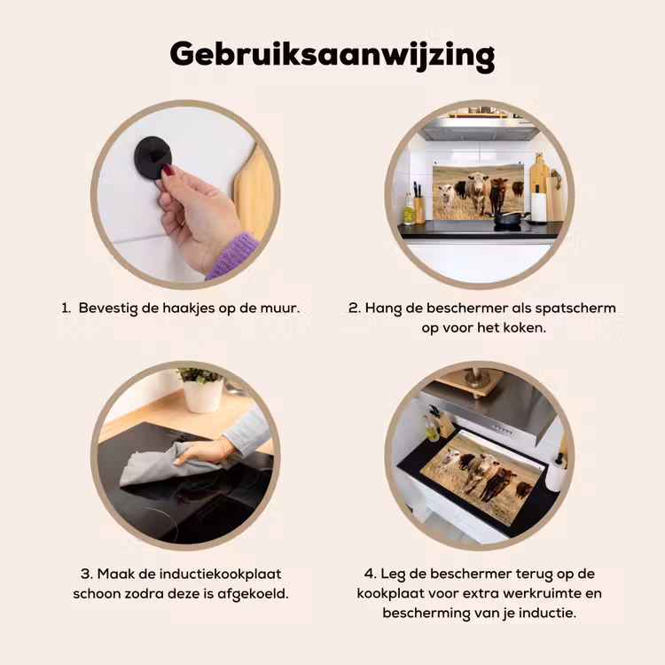 Runderen - Kudde - Landschap - Weide - Rustig Inductie beschemer met haakjes klein -ky-gebruik-nl