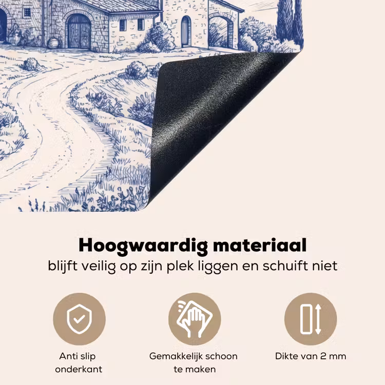 Rustiek - Landgoed - Blauw Inductie beschemer met haakjes klein -ky-onderkant-nl