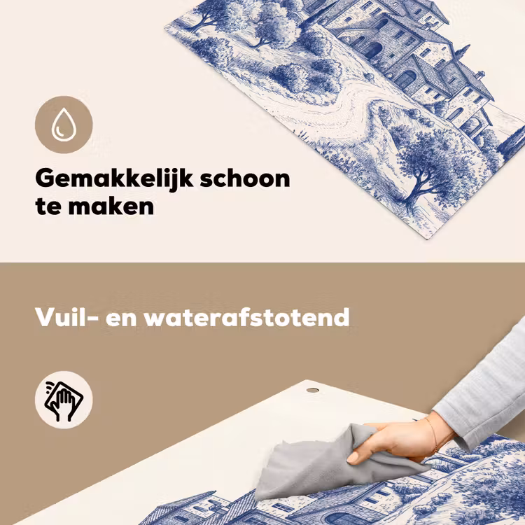 Rustiek - Landgoed - Blauw Inductie beschemer met haakjes klein -ky-schoon-nl
