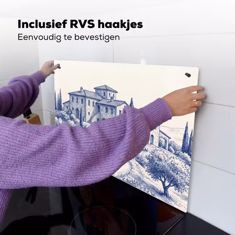 Rustiek - Landgoed - Blauw Inductie beschemer met haakjes klein -ky-ophangen-nl