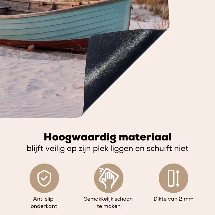 Rustiek - Roeiboot - Zandstrand Inductie beschemer met haakjes klein -ky-onderkant-nl