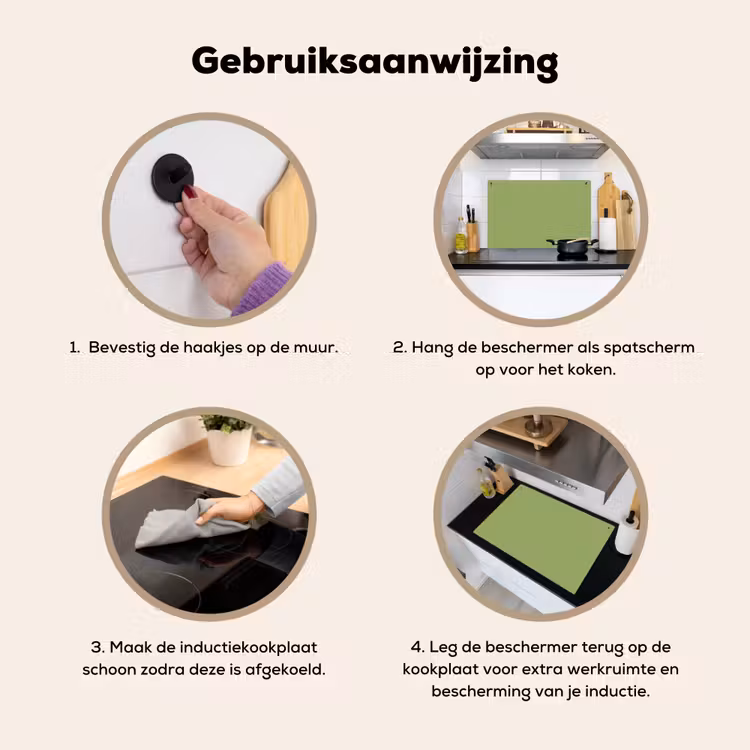 Sage - Green - Groen Inductie beschemer met haakjes klein 777 -ky-gebruik-nl