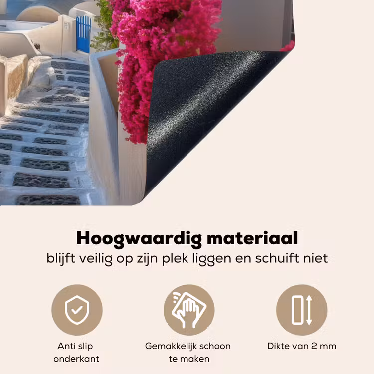 Santorini - Bloemen - Griekenland Inductie beschemer met haakjes klein -ky-onderkant-nl