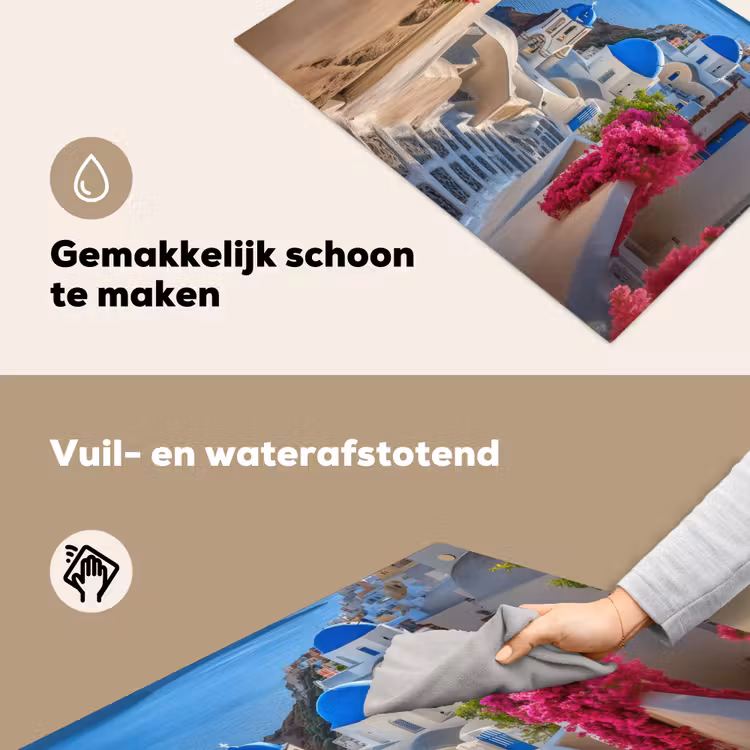 Santorini - Bloemen - Griekenland Inductie beschemer met haakjes klein -ky-schoon-nl