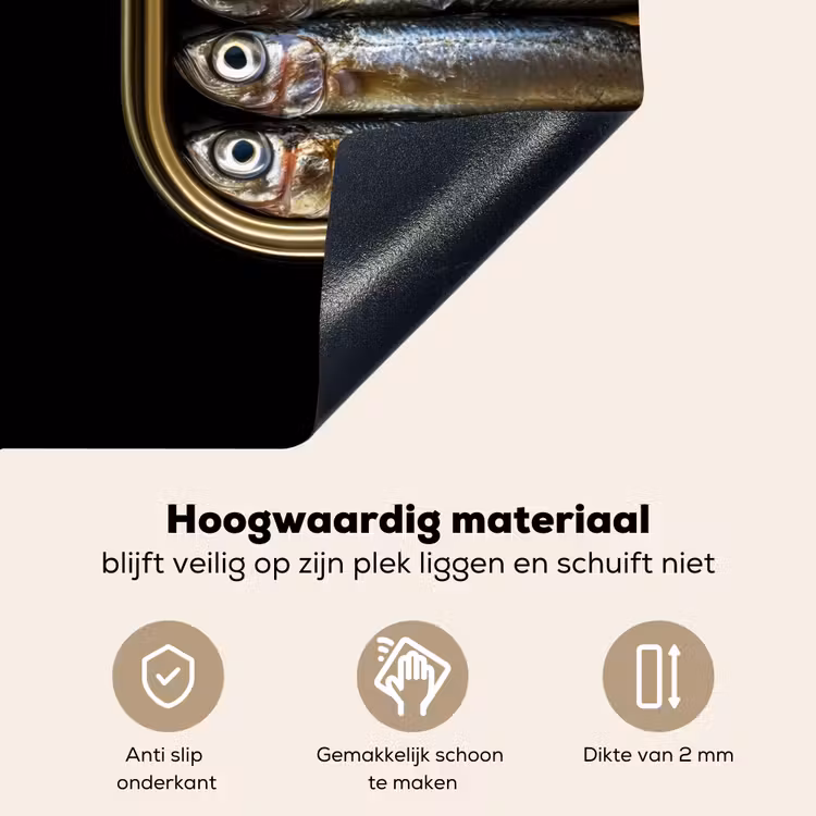 Sardines - Blik - Zwart - Vissen Inductie beschemer met haakjes klein -ky-onderkant-nl