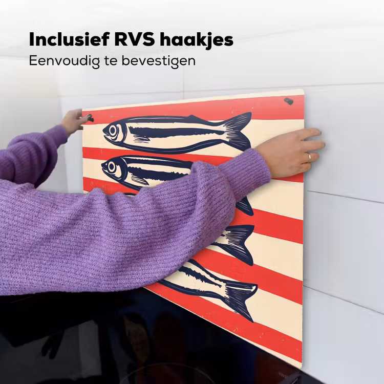 Sardines - Rood en beige strepen Inductie beschemer met haakjes middel -ky-ophangen-nl