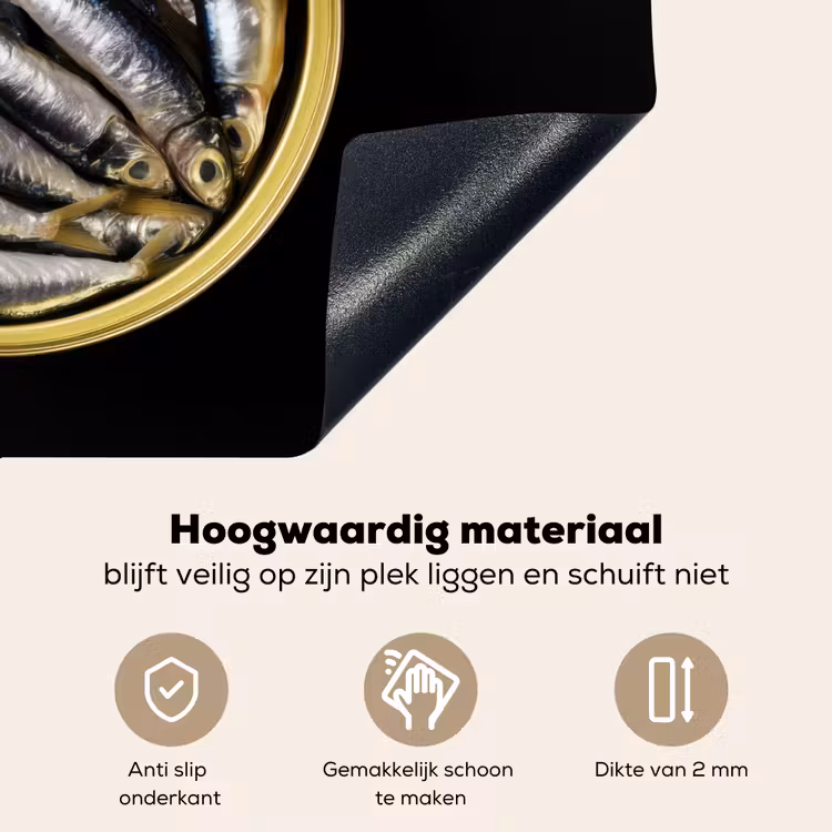 Sardines - Vissen - Rond - Zwart Inductie beschemer met haakjes klein -ky-onderkant-nl