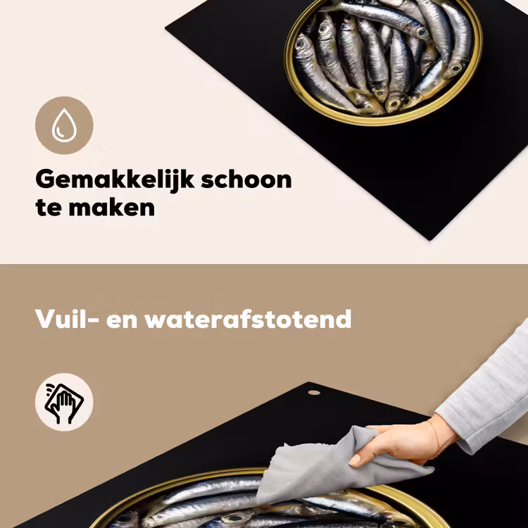 Sardines - Vissen - Rond - Zwart Inductie beschemer met haakjes klein -ky-schoon-nl