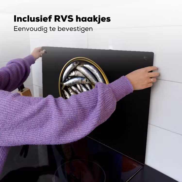 Sardines - Vissen - Rond - Zwart Inductie beschemer met haakjes klein -ky-ophangen-nl