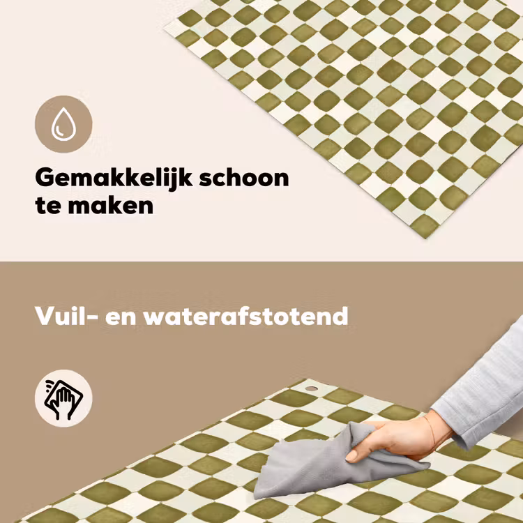 Schaak - Patroon - Groen Inductie beschemer met haakjes klein 777 -ky-schoon-nl