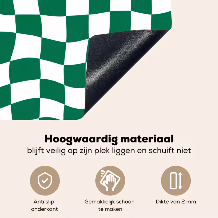 Schaakbord - Golvend - Groen Inductie beschemer met haakjes klein 777 -ky-onderkant-nl