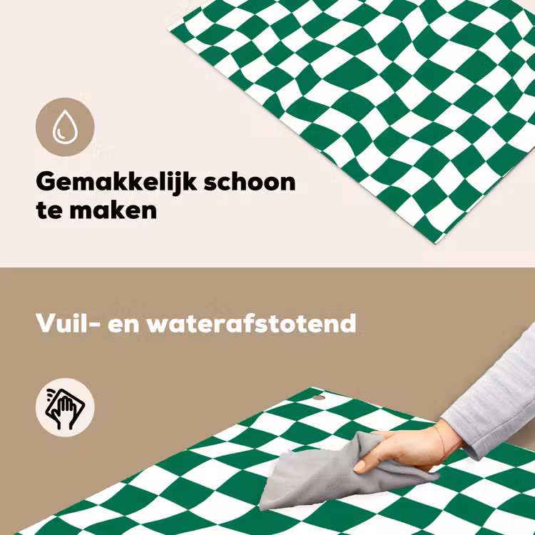 Schaakbord - Golvend - Groen Inductie beschemer met haakjes klein 777 -ky-schoon-nl