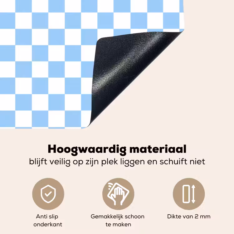 Schaakbord - Klassiek - Blauw Inductie beschemer met haakjes klein 777 -ky-onderkant-nl
