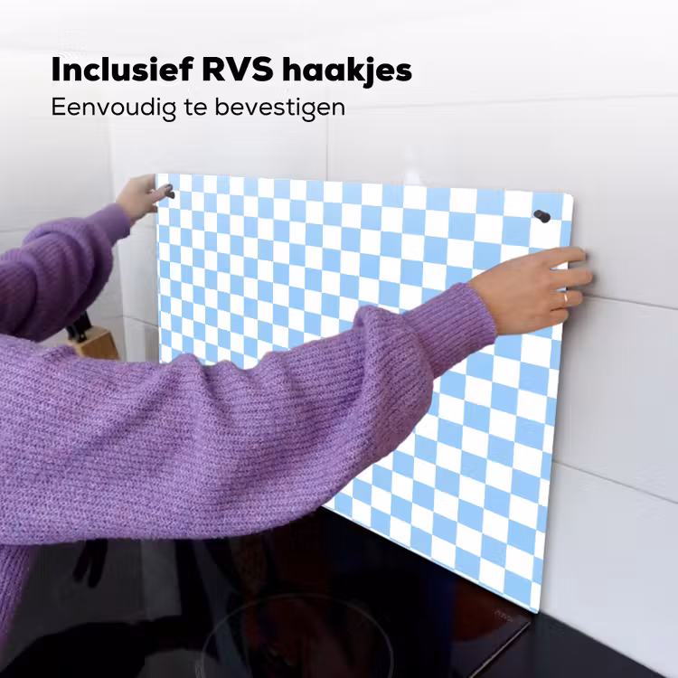 Schaakbord - Klassiek - Blauw Inductie beschemer met haakjes klein 777 -ky-ophangen-nl