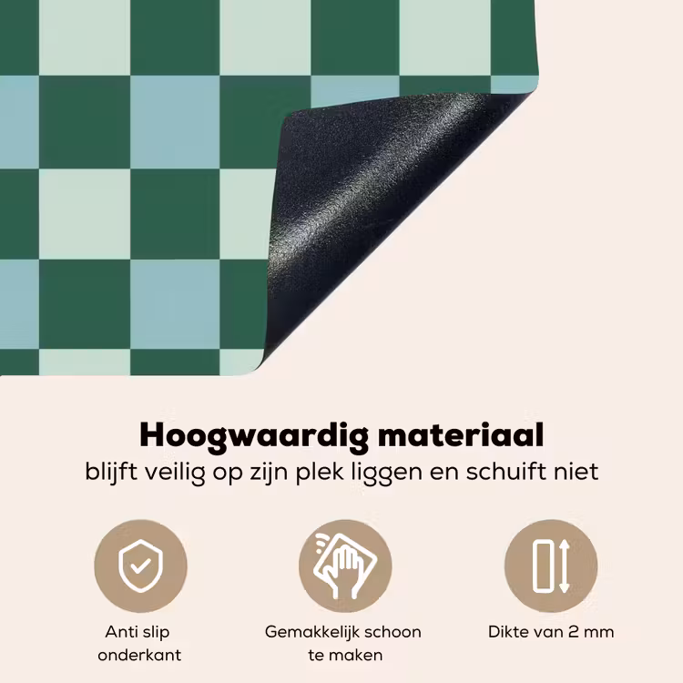 Schaakbord - Klassiek - Groen Inductie beschemer met haakjes klein 777 -ky-onderkant-nl
