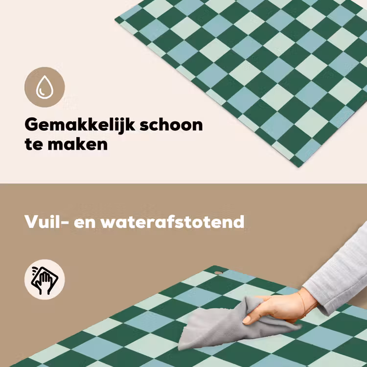 Schaakbord - Klassiek - Groen Inductie beschemer met haakjes klein 777 -ky-schoon-nl