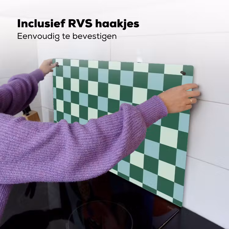 Schaakbord - Klassiek - Groen Inductie beschemer met haakjes klein 777 -ky-ophangen-nl