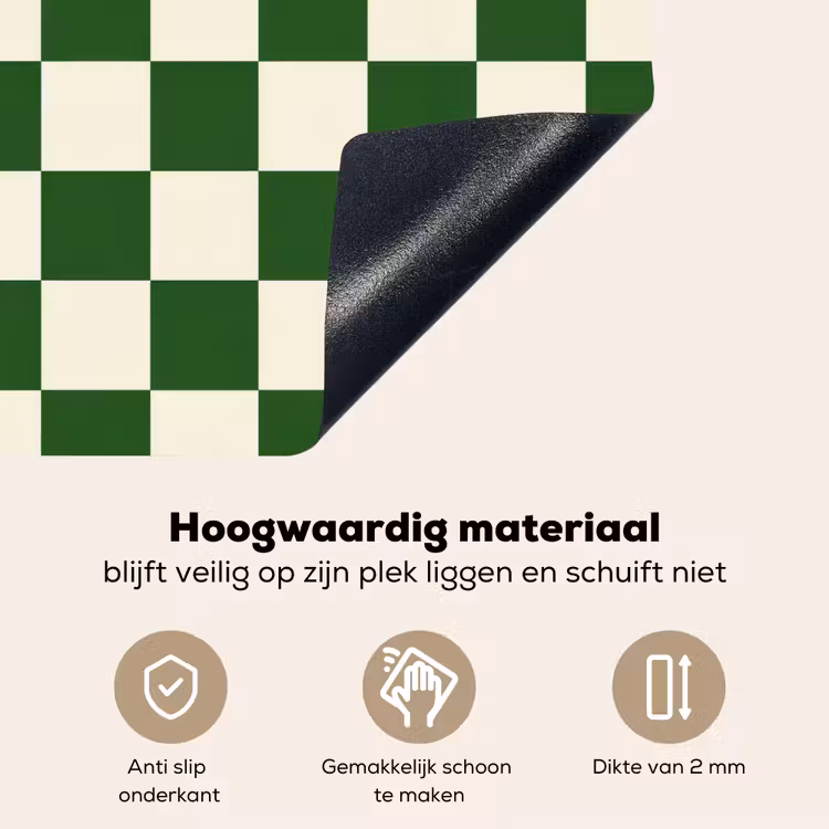 Schaakbord - Patroon - Groen Inductie beschemer met haakjes klein 777 -ky-onderkant-nl