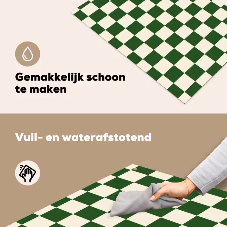 Schaakbord - Patroon - Groen Inductie beschemer met haakjes klein 777 -ky-schoon-nl