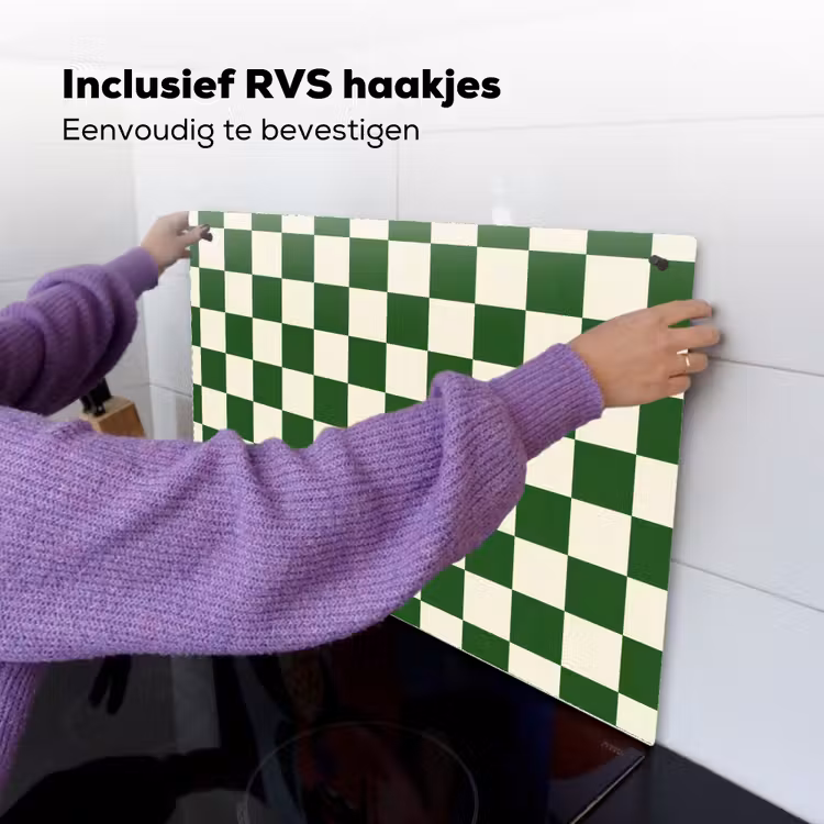 Schaakbord - Patroon - Groen Inductie beschemer met haakjes klein 777 -ky-ophangen-nl