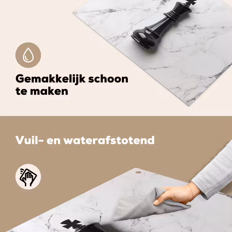 Schaakstuk - Koning - Zwart - Marmer Inductie beschemer met haakjes klein -ky-schoon-nl
