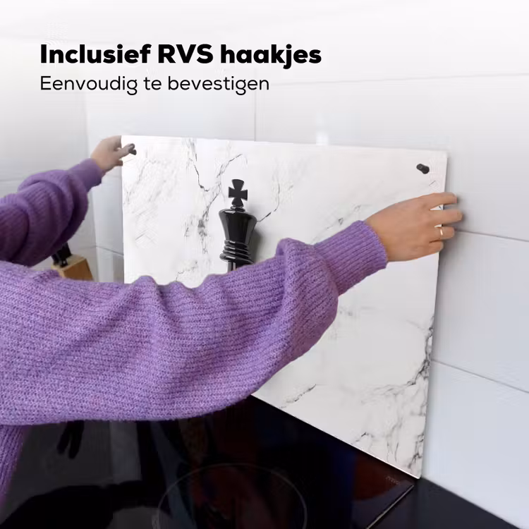 Schaakstuk - Koning - Zwart - Marmer Inductie beschemer met haakjes klein -ky-ophangen-nl