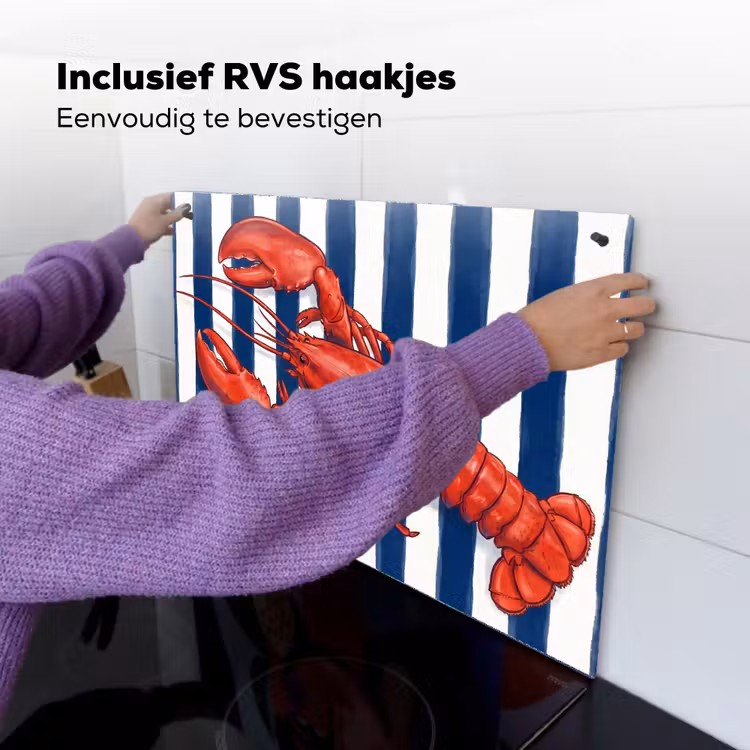 Schaaldier - Kreeft - Marine - Illustratie - Rood Inductie beschemer met haakjes klein -ky-ophangen-nl