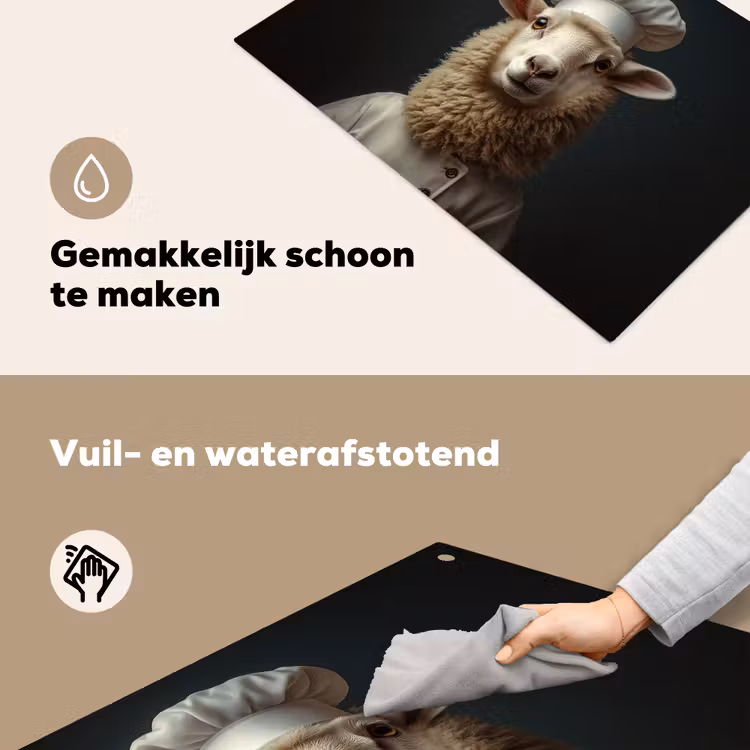 Schaap - Wol - Kok Inductie beschemer met haakjes klein -ky-schoon-nl