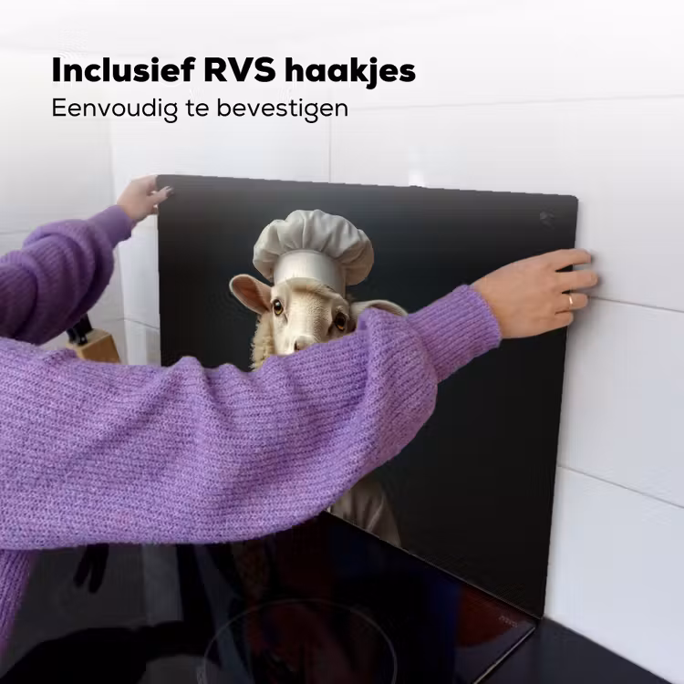 Schaap - Wol - Kok Inductie beschemer met haakjes klein -ky-ophangen-nl