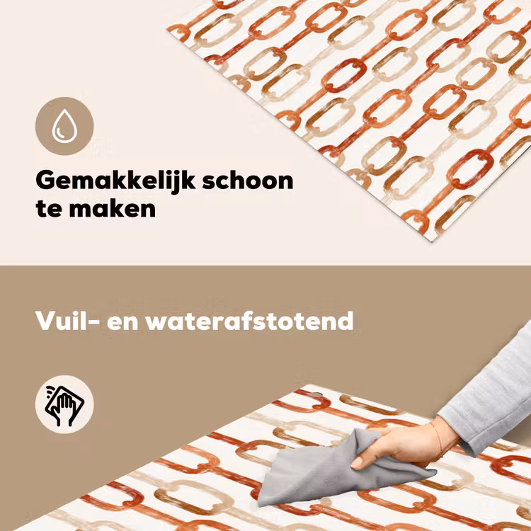 Schakels - Patroon - Aquarel - Terracotta Inductie beschemer met haakjes klein 777 -ky-schoon-nl