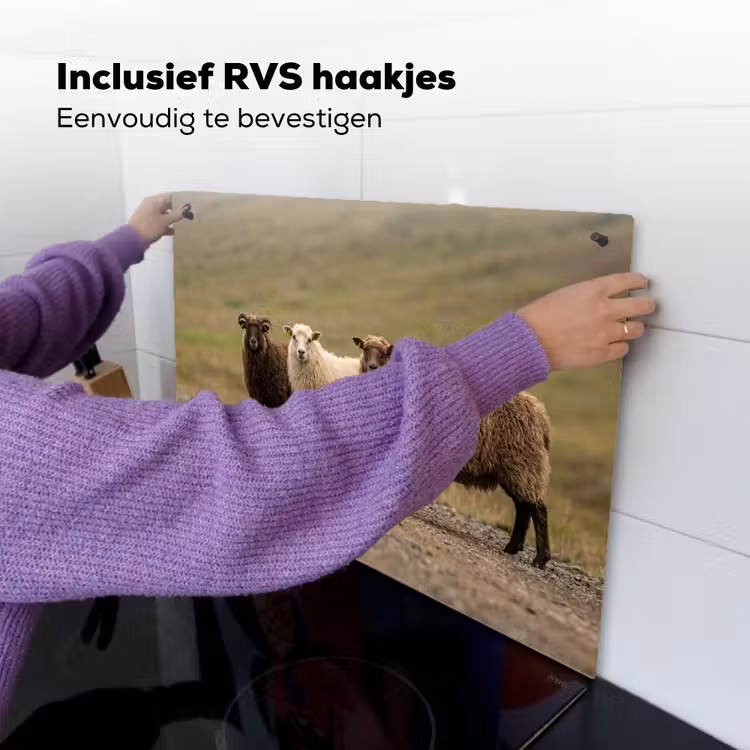 Schapen - Bruin - Wit - Grindpad Inductie beschemer met haakjes klein -ky-ophangen-nl
