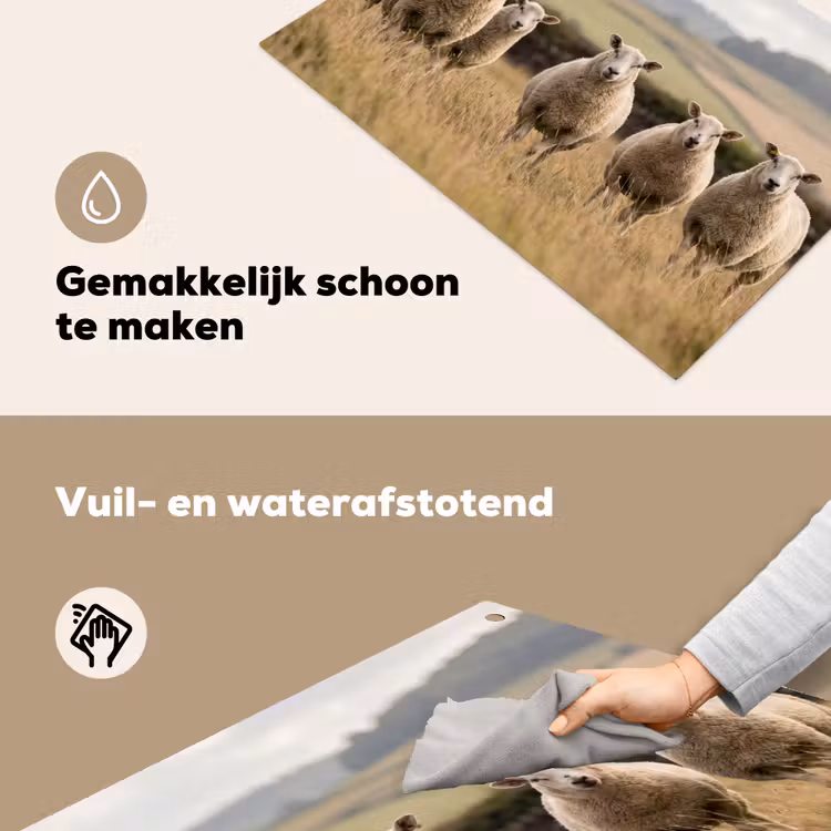 Schapen - Weidenlandschap - Heuvels Inductie beschemer met haakjes klein -ky-schoon-nl