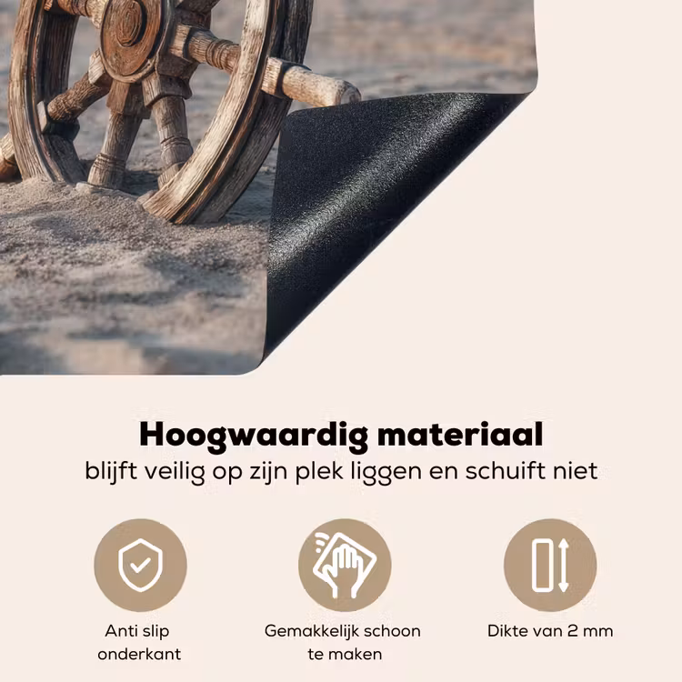 Scheepsstuur - Hout - Bruin - Zand Inductie beschemer met haakjes middel -ky-onderkant-nl