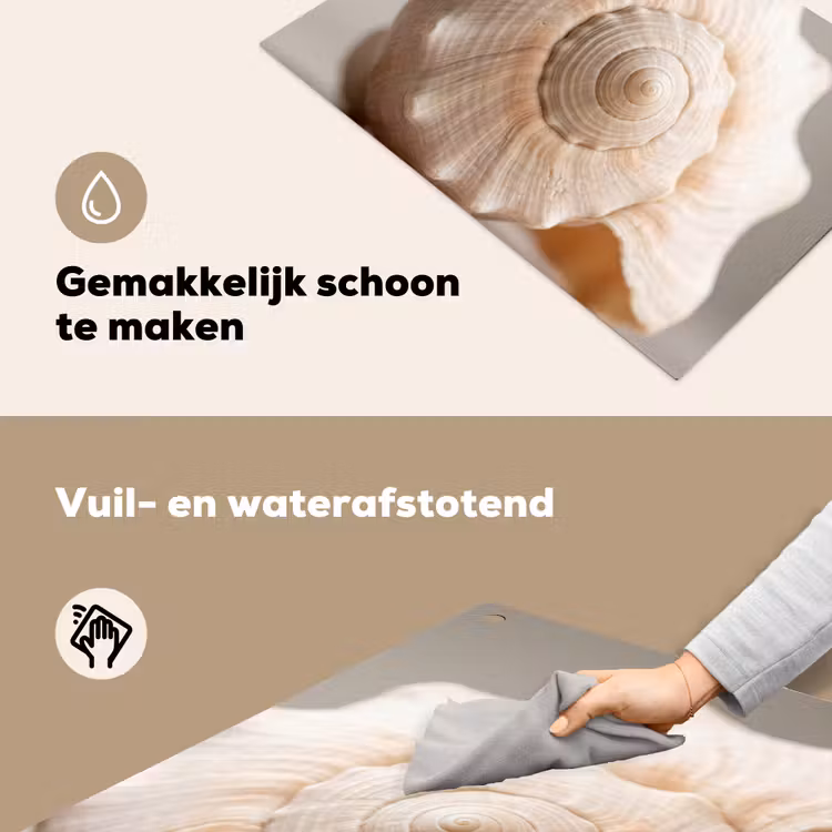 Schelp - Detail - Beige Inductie beschemer met haakjes klein -ky-schoon-nl