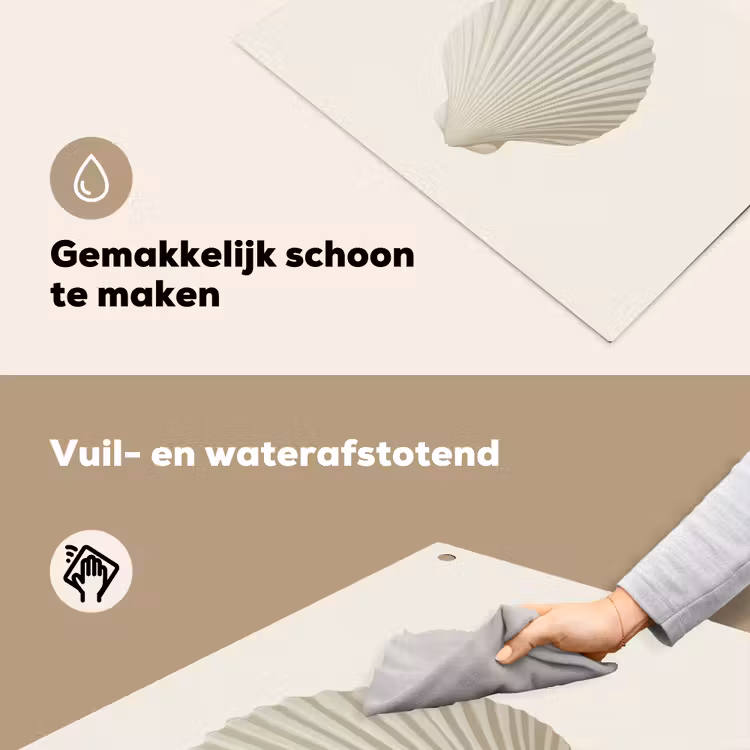 Schelp - Minimalistisch - Wit Inductie beschemer met haakjes klein -ky-schoon-nl
