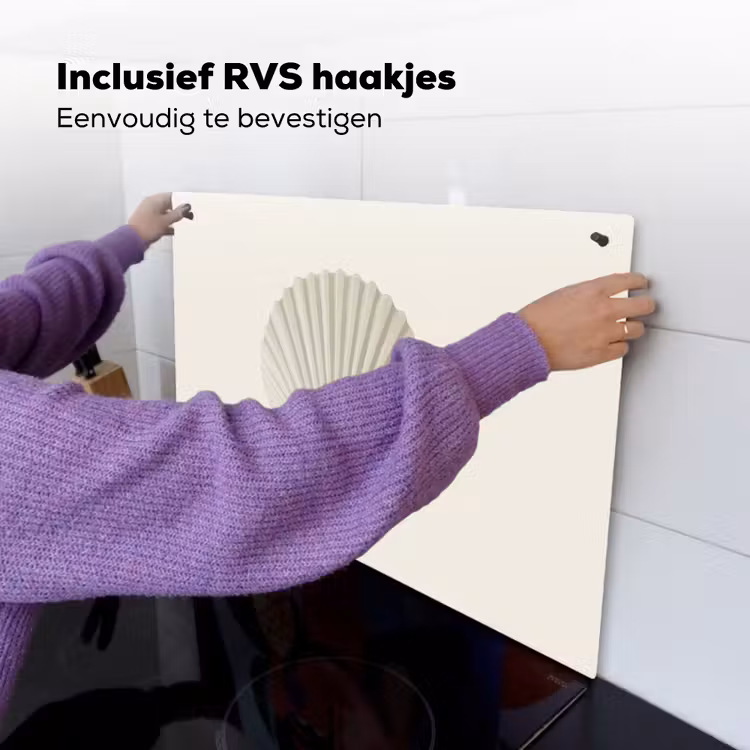 Schelp - Minimalistisch - Wit Inductie beschemer met haakjes klein -ky-ophangen-nl