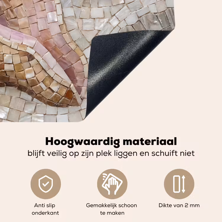 Schelp - Mozaïek - Zee - Beige - Modern Inductie beschemer met haakjes klein -ky-onderkant-nl