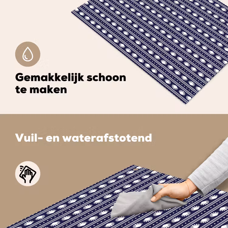 Schelp - Nautisch - Blauw - Wit Inductie beschemer met haakjes klein 777 -ky-schoon-nl