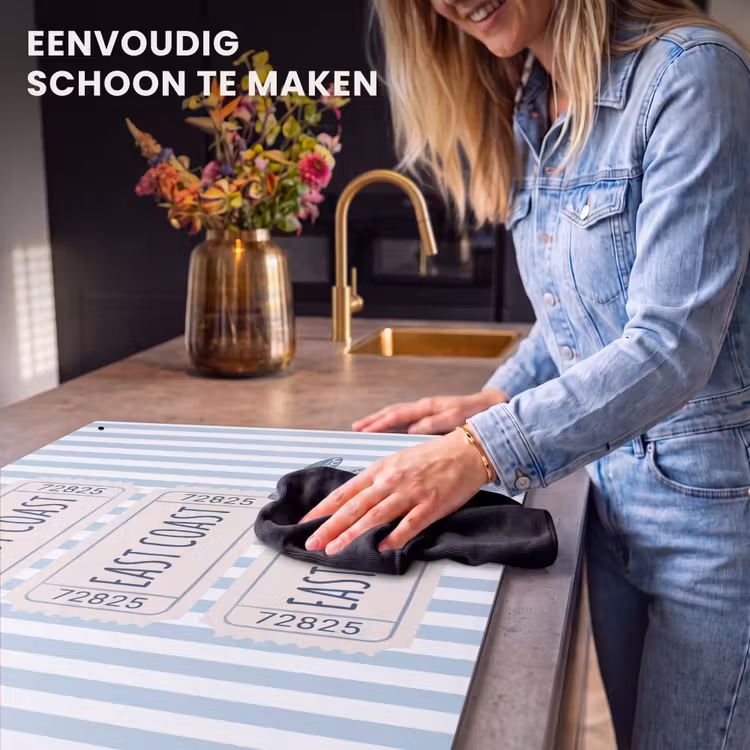 Schelp - Oceaan - Kust - Blauw - Illustratie Inductie beschemer met haakjes klein -ky-schoon-nl