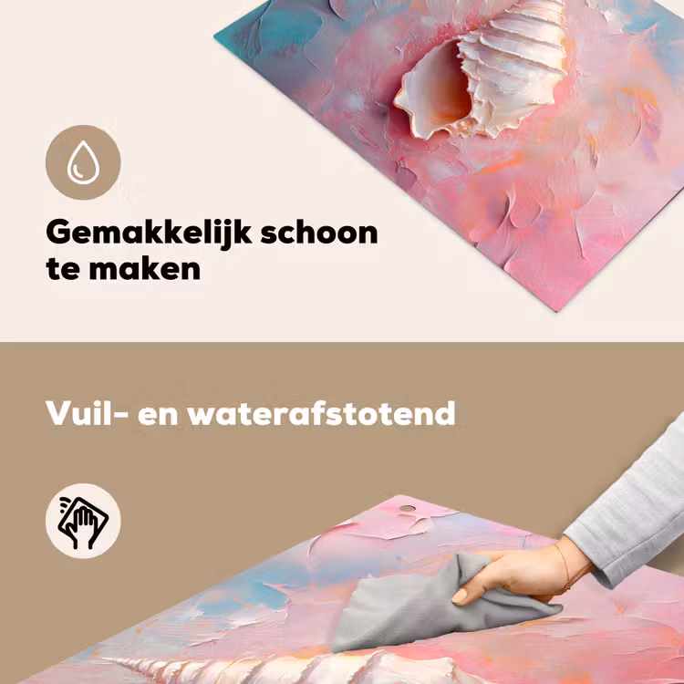 Schelp - Pastel - Pink Inductie beschemer met haakjes klein -ky-schoon-nl