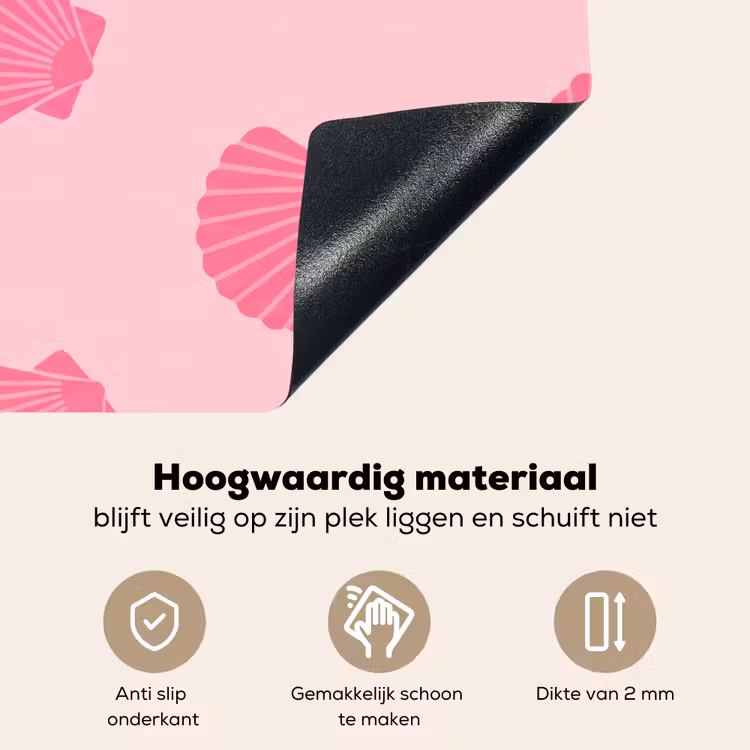 Schelp - Patroon - Zee - Modern - Roze Inductie beschemer met haakjes klein -ky-onderkant-nl