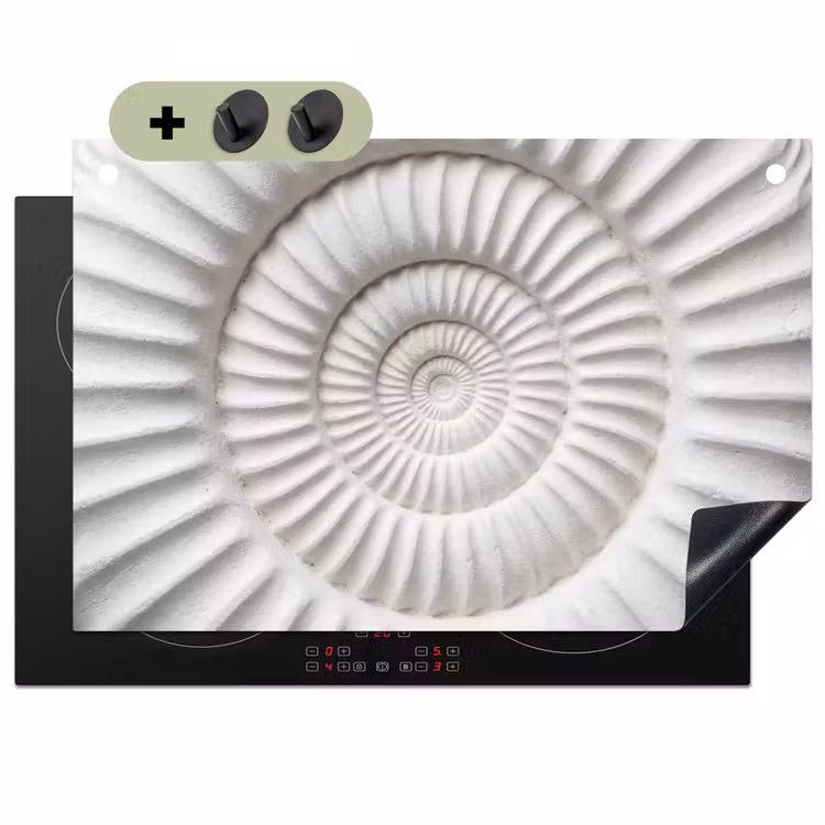 Schelp - Spiraal - Wit Inductie beschemer met haakjes klein -3d