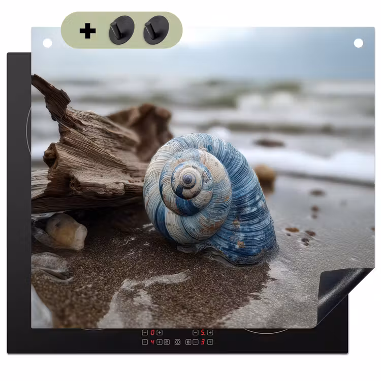 Schelp - Strand - Blauw - Zee Inductie beschemer met haakjes middel -3d