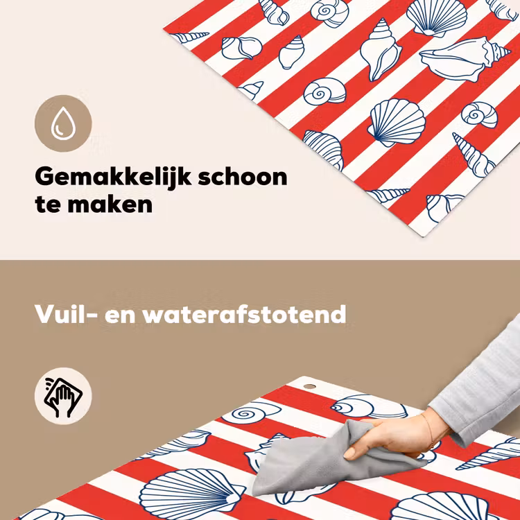 Schelp - Zeedieren - Zomer - Illustratie - Rood - Blauw Inductie beschemer met haakjes klein -ky-schoon-nl