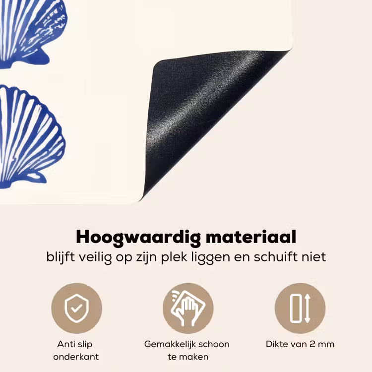 Schelpen - Blauw - Patroon Inductie beschemer met haakjes klein -ky-onderkant-nl