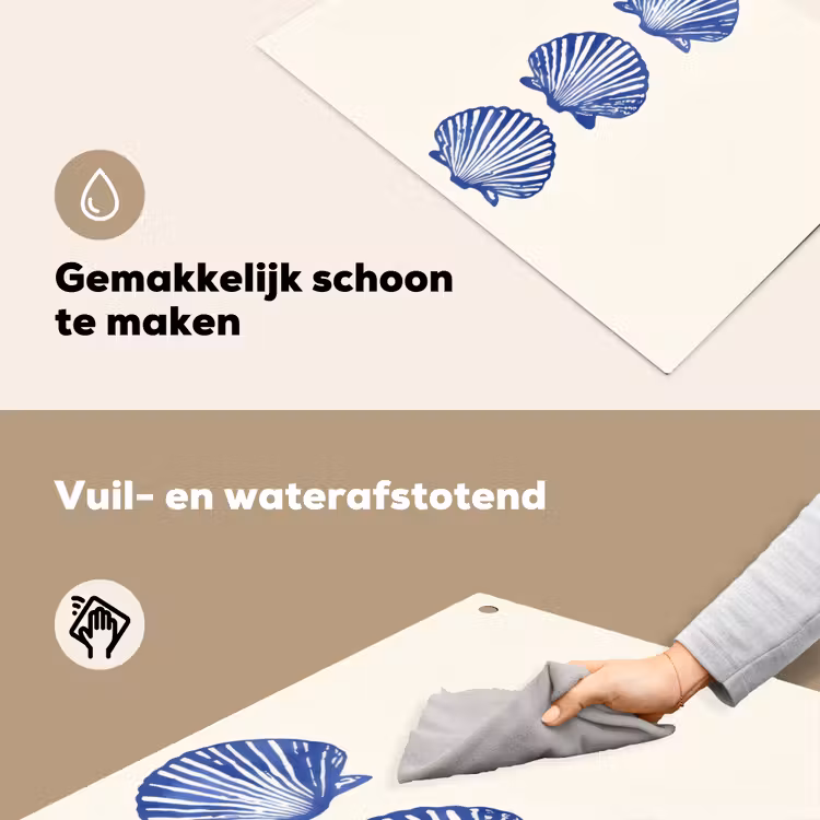 Schelpen - Blauw - Patroon Inductie beschemer met haakjes klein -ky-schoon-nl