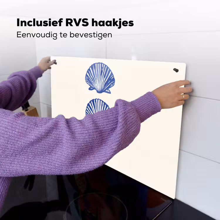 Schelpen - Blauw - Patroon Inductie beschemer met haakjes klein -ky-ophangen-nl