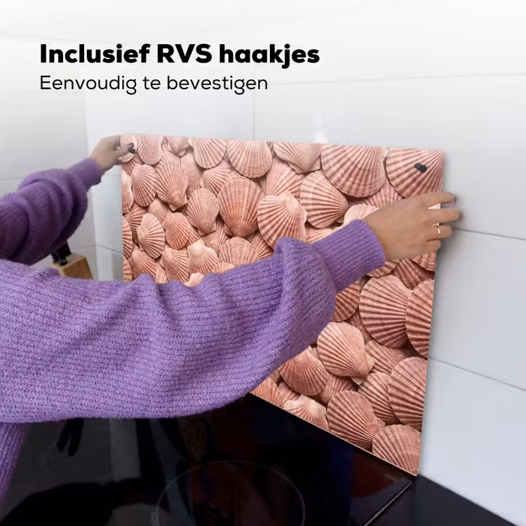 Schelpen - Patroon - Roze Inductie beschemer met haakjes klein -ky-ophangen-nl
